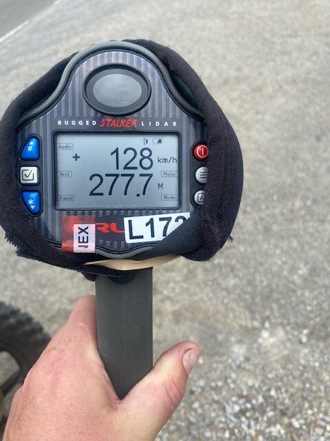 One motorcyclist was clocked by police travelling at 128km/h in a 60km/h zone on Saturday. Picture: Tasmania Police.