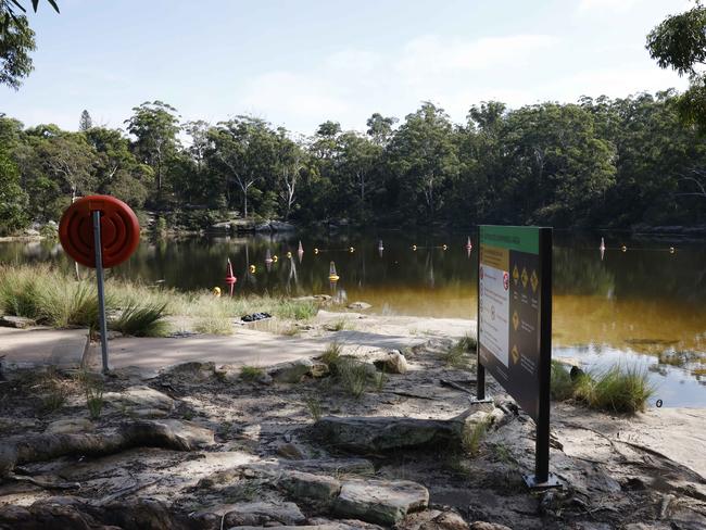 The swimming area at Parramatta Lake. Picture: Richard Dobson