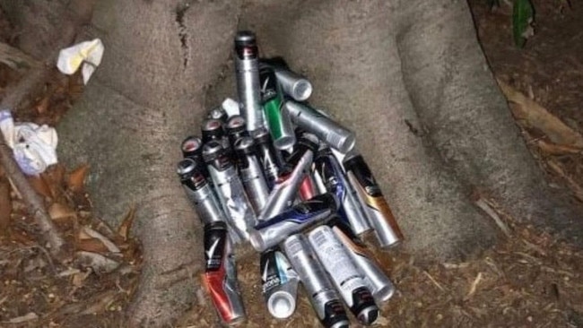 Deodorant cans have also been spotted littered throughout parks in the southeast. Picture: Supplied