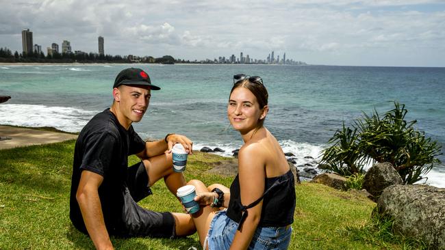 Kyle Williams and Savanna Butler, sitting at Burleigh. Picture: Jerad Williams