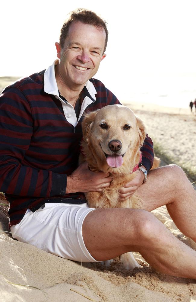 NSW Liberal Opposition Leader Mark Speakman with his dog Lucy. Picture: Tim Hunter