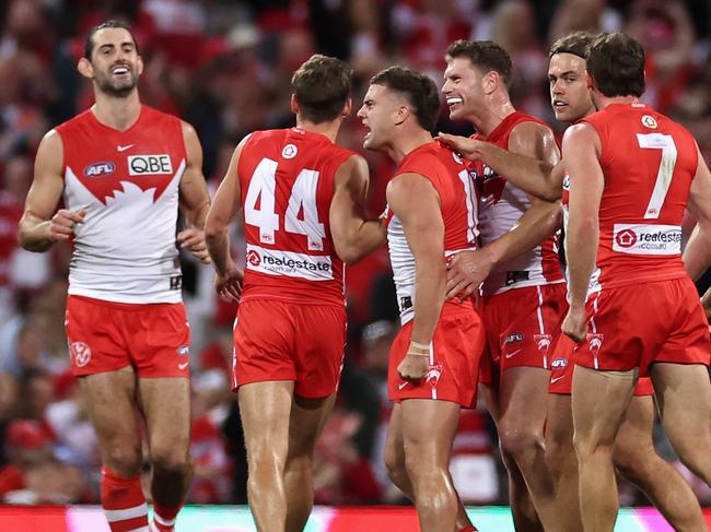 It has been a team effort from the Swans forward of the ball, with six players having already kicked 19 or more goals this season. Picture: Cameron Spencer/Getty Images