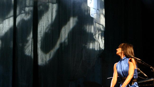 Singer Tori Amos performing during a concert at Thebarton Theatre.