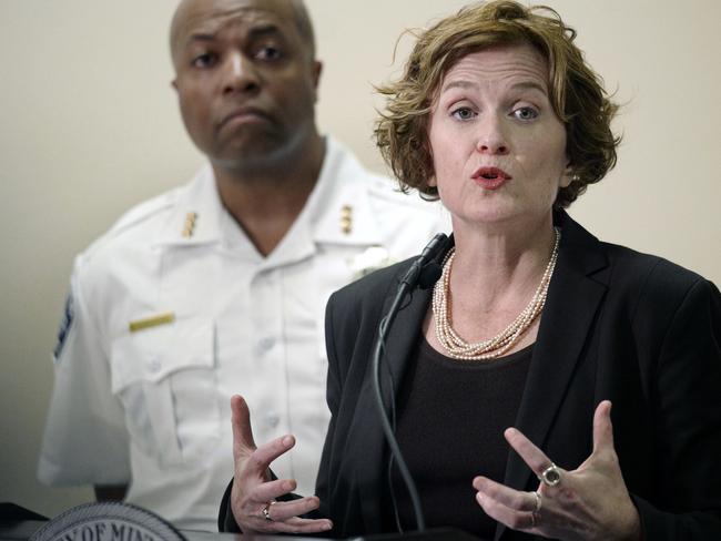 Mayor Betsy Hodges and Assistant Police Chief Medaria Arradondo address the latest developments in the death of Justine Damond. Picture: Star Tribune via AP