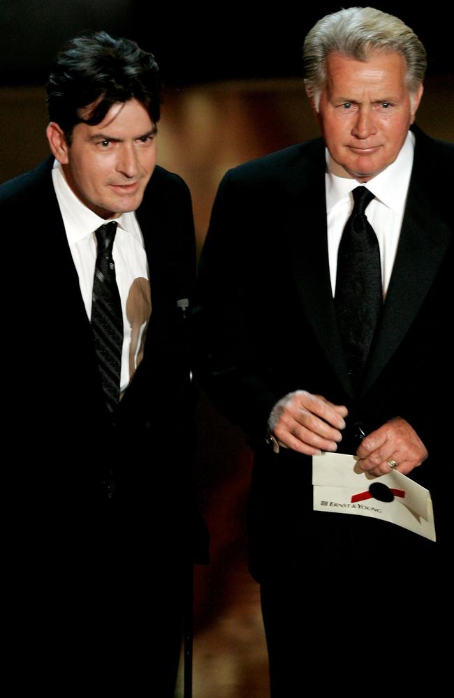 Actors Charlie Sheen and Martin Sheen at the 58th Annual Primetime Emmy Awards in 2006. Picture: Supplied