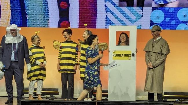 The onstage hijinks with Alan Kirkland on the right, dressed in his Inverness cape.