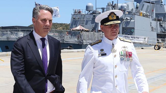 Defence Minister Richard Marles with Chief of Navy Vice Admiral Mark Hammond. Picture: Justin Benson-Cooper/ The West Australian