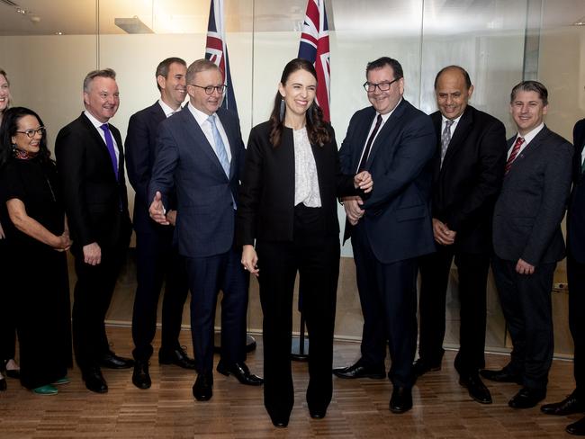 SYDNEY, AUSTRALIA - NewsWire Photos JULY 8, 2022: Prime Minister Anthony Albanese with New Zealand Prime Minister Jacinda Ardern along with key ministers during an Australia-New Zealand LeadersÃ Meeting on Friday. Picture: NCA NewsWire / Nikki Short