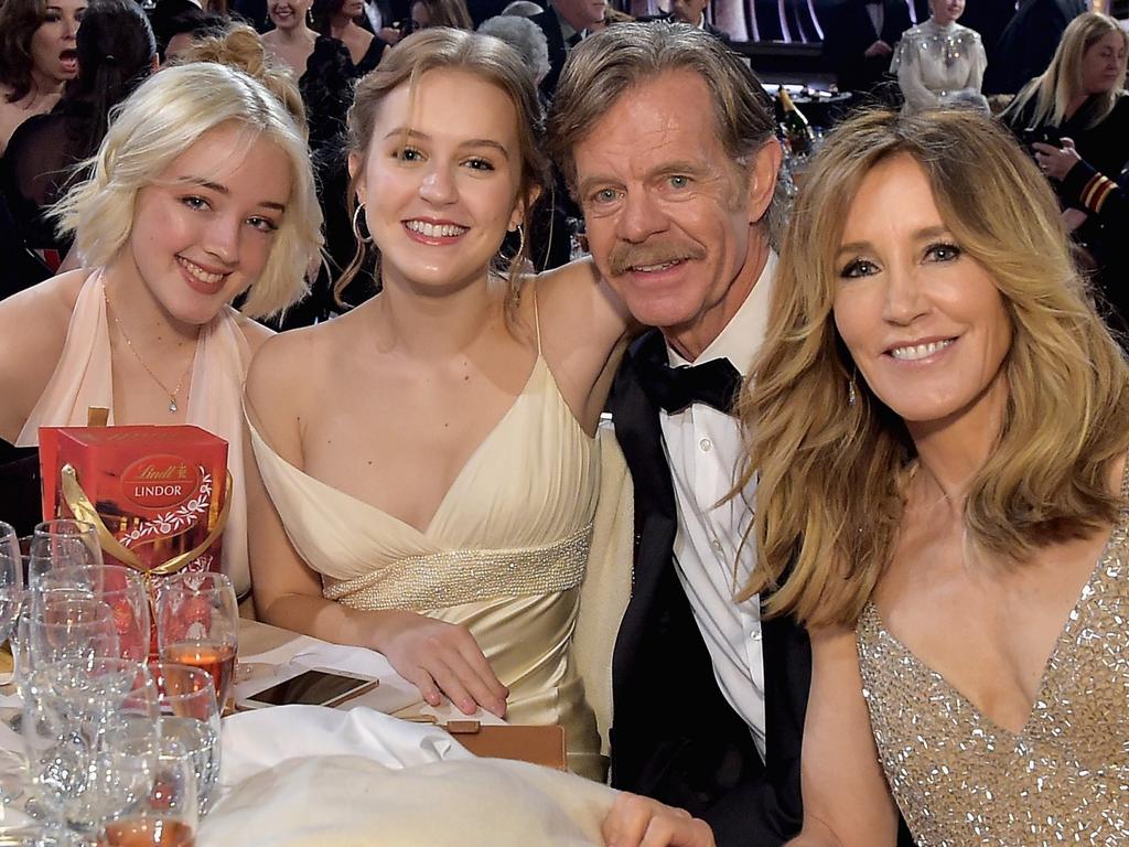 (L-R) Sofia Grace Macy, Georgia Grace Macy, William H. Macy, and Felicity Huffman. Picture: Getty