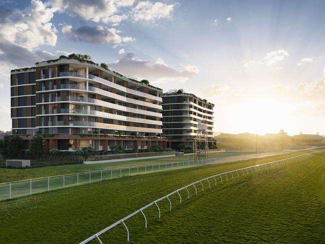 With 95% of apartments sold in the first building delivered at the prestigious Ascot Green development, Ascot House, the second building. Situated in the heart of the quiet Eagle Farm precinct, Tulloch House will be surrounded by iconic heritage-listed buildings and expansive open space. Photo: Supplied