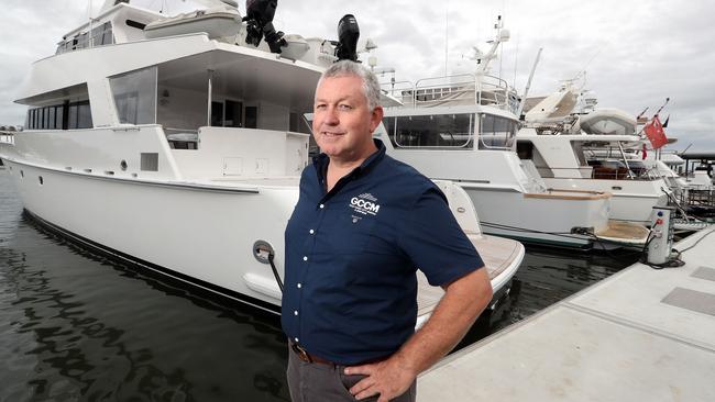 Gold Coast City Marina are having a Superyacht Rendezvous party on Friday night. Trenton Gay on the gang way to the boats. Photo: Richard Gosling