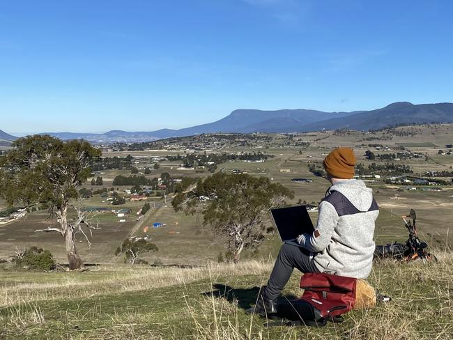 Software engineer Milly Rowett works remotely from Pontville in Tasmania. Picture: Supplied