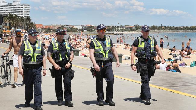 Police and African community leaders will be on patrol at St Kilda beach on Australia Day. Picture: David Crosling