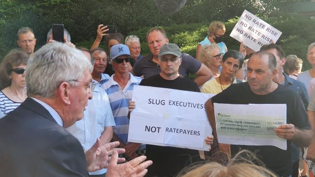 Protest against a rate rise outside Central Coast Council in Gosford