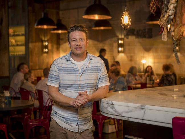 Jamie Oliver in his Brisbane restaurant. Picture: Peter Wallis