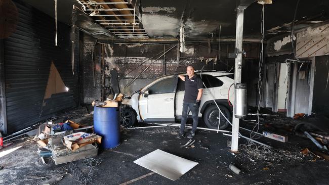 Jack Jenkins as he surveys what’s left of his Burleigh Heads business. Picture: Glenn Hampson