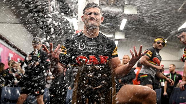 The drinks were flowing in the sheds. Picture: NRL Photos