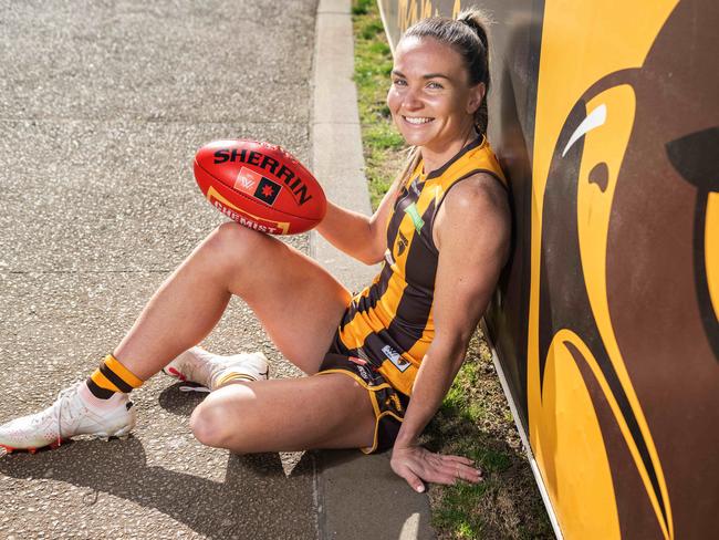 Emily Bates, an AFLW best and fairest medal winner who sensationally moved to Hawthorn during the trade period. Picture: Tony Gough