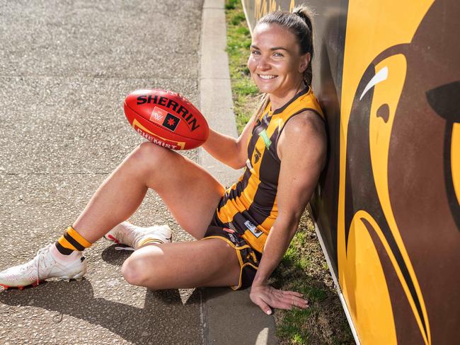 Emily Bates, an AFLW best and fairest medal winner who sensationally moved to Hawthorn during the trade period. Picture: Tony Gough