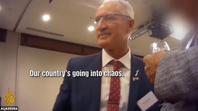 Video stills of One Nation’s Steve Dixon from an Al Jazeera Investigates report.