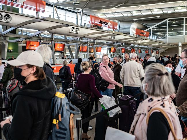 SYDNEY, AUSTRALIA - NewsWire Photos , July 17, 2022: Generic of masks. Members of the public are seen at the Domestic Airport in Sydney.  Picture: NCA NewsWire / Flavio Brancaleone