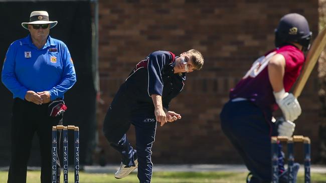 TSS Spinner Cameron Sinfield as The Southport School v Brisbane State High School at The Southport School/Village Green. Picture: Glenn Campbell