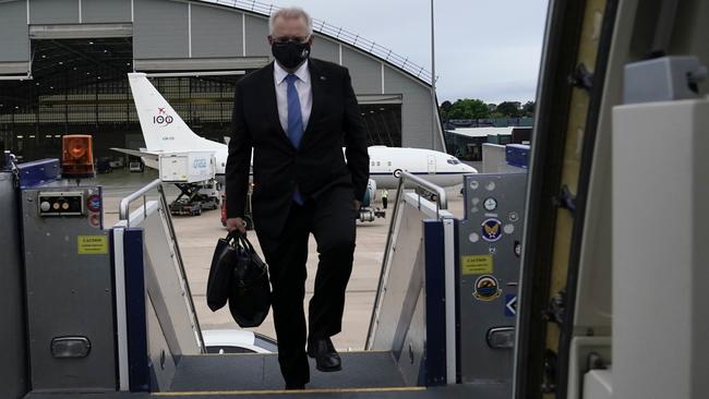 Scott Morrison departs Canberra for the G20 in Rome and the COP26 in Glasgow on Thursday. Picture: Adam Taylor