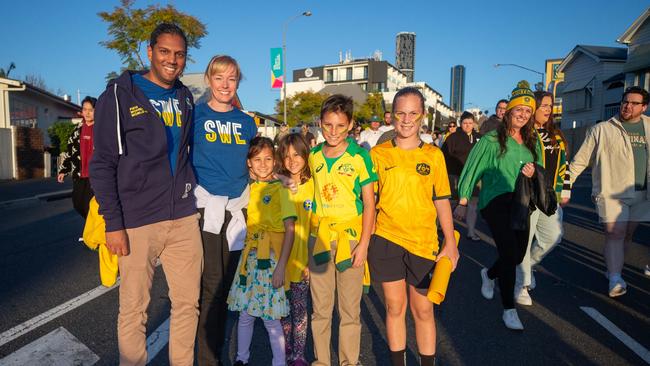 Fans ahead of the World Cup Matilda's v Sweden match at Suncorp Stadium. Photo - Stephen Archer