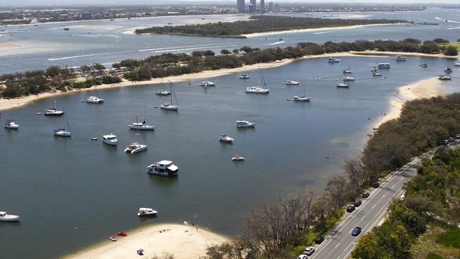 Photos of the Gold Coast from Heli tours Helicopter.The Spit, the Broadwater and Bums Bay.Photo: Kit Wise