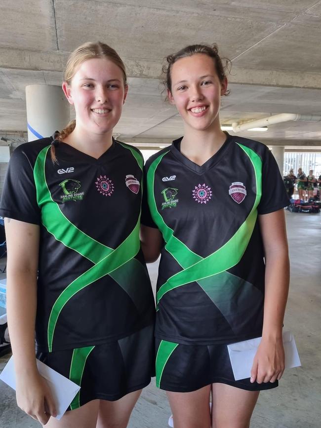 Darling Downs netballers Amy Williams and Simone Botha.