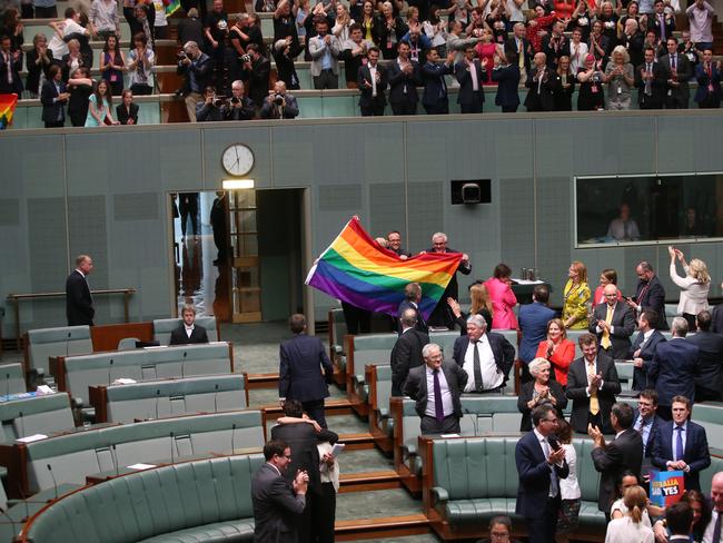 A vote on marriage equality passes the House of Representatives chamber Parliament House in Canberra. Picture Kym Smith