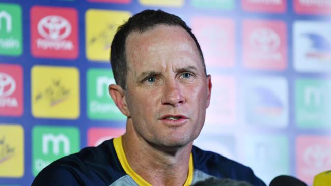 Don Pyke speaks to the media at Adelaide Oval on Wednesday. Picture: AAP Image/David Mariuz