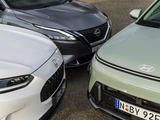 Hyundai Kona, Nissan Qashqai and Honda ZR-V comparison test. Photo: Mark Bean