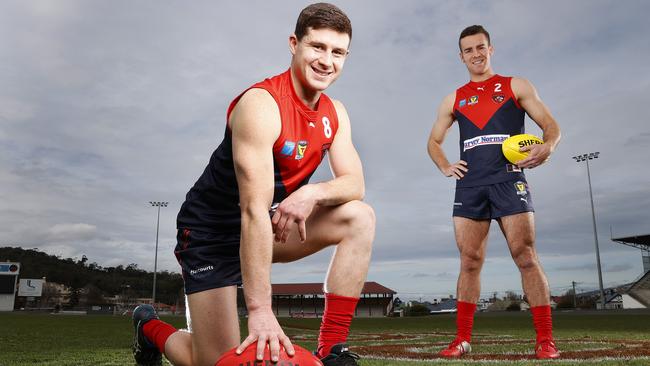 North Hobart football players, captain Nathan McCulloch and Hugh Williams ahead of their clash with Glenorchy. Picture: Zak Simmonds