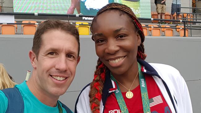 Olympic canoeist Lachlan Milne with Venus Williams at last year’s Rio Olympics.