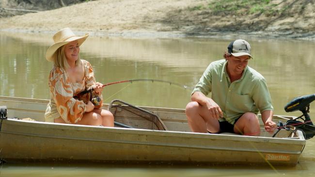 Tasmanian Belle Moorfield and Farmer Dustin bonding on this year's season of Farmer Wants a Wife. Picture: Channel 7