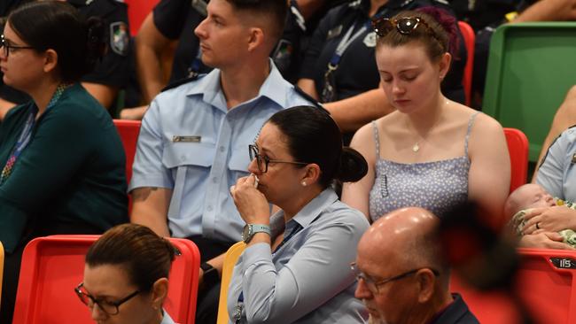 Police memorial serive fro Constable Rachel McCrow and Constable Matthew Arnold at the Townsville Stadium. Picture: Evan Morgan