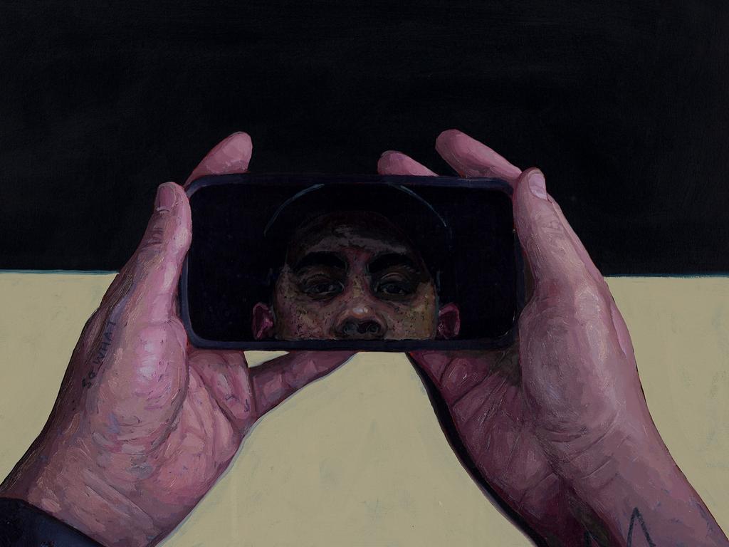 Abdul Abdullah’s 'Self-portrait after MD 2', oil on linen, 40.7 x 51.5 cm.