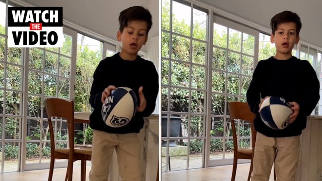 Aston Bartel shows off his football skills