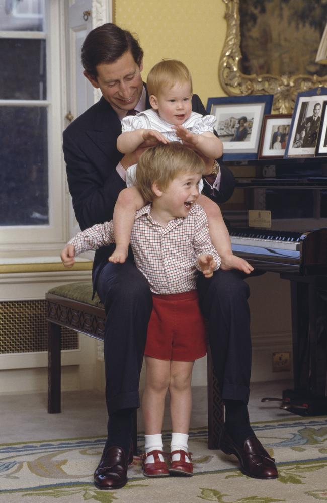 King Charles with his sons in 1985. Picture: Getty