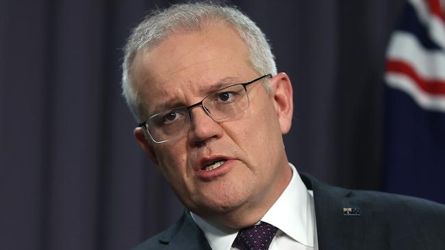 The Prime Minister said state and territory governments would use workplace laws to shield businesses from legal exposure if they did not impose mandatory vaccines. .Picture: NCA NewsWire / Gary Ramage