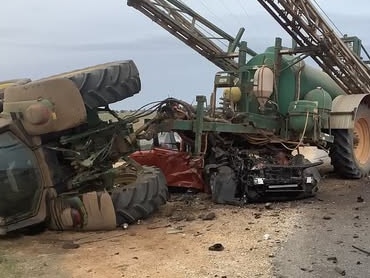 Kevin Pink was “lucky” to walk away uninjured from a “horrific crash on Boort-Wedderburn Road. Picture: Victoria Police.