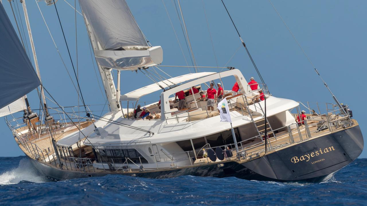 A photo shows the Bayesian in Palermo, Italy, before it sank. Picture: Perini Navi Press Office