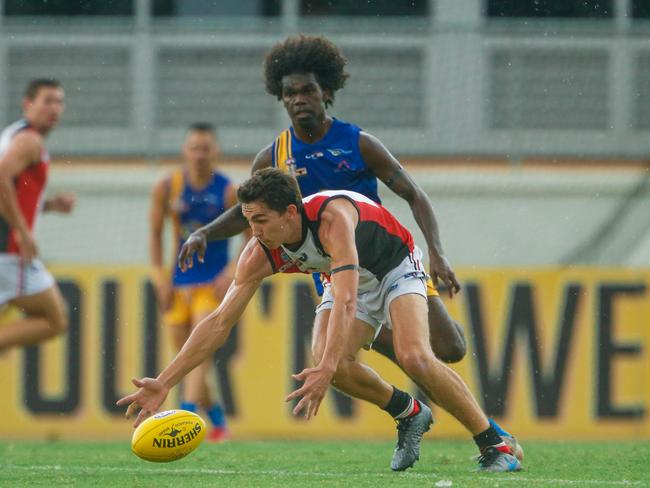 Wanderers Dray Thompson chases down Jordan Bailey at TIO Stadium. Picture Glenn Campbell