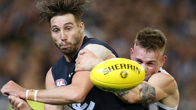 Dale Thomas has been a maligned figure at Carlton as he battled ankle and shoulder injuries during his mega contract. Picture: Michael Klein