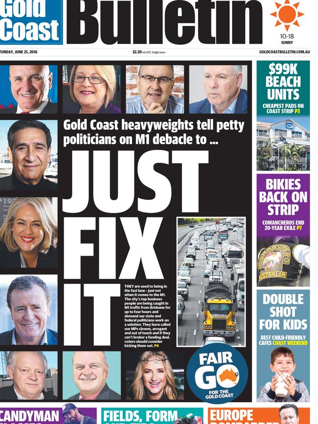 Just fix the traffic problem: A Gold Coast Bulletin front page