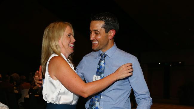 Kate Jones at a Cairns tourism function — always happy to talk up David Crisafulli being on the road to pump up support for a leadership bid. Picture: Brendan Radke.