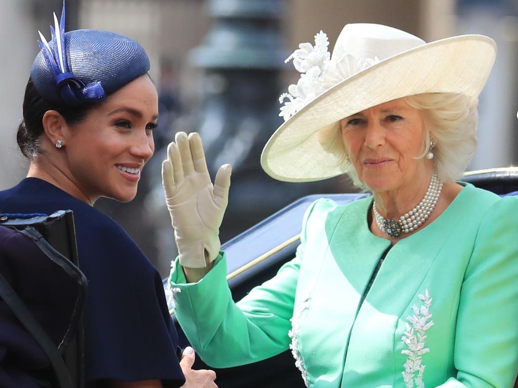 The Duchess of Sussex with Camilla, the former Duchess of Cornwall ahead of the Trooping the Colour ceremony in 2019. Picture: Gareth Fuller/PA Wire