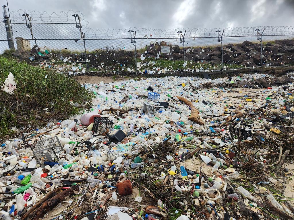 Locals across multiple Sydney suburbs have been met with confronting scenes, after mega storms flooded waterways with tonnes of rubbish waste. Picture: Facebook / Viv Polyblank