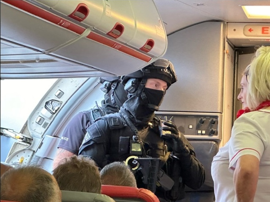 Police were seen entering the plane. Picture: Storyful